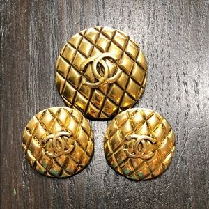 Vintage CHANEL Brooch and Earrings